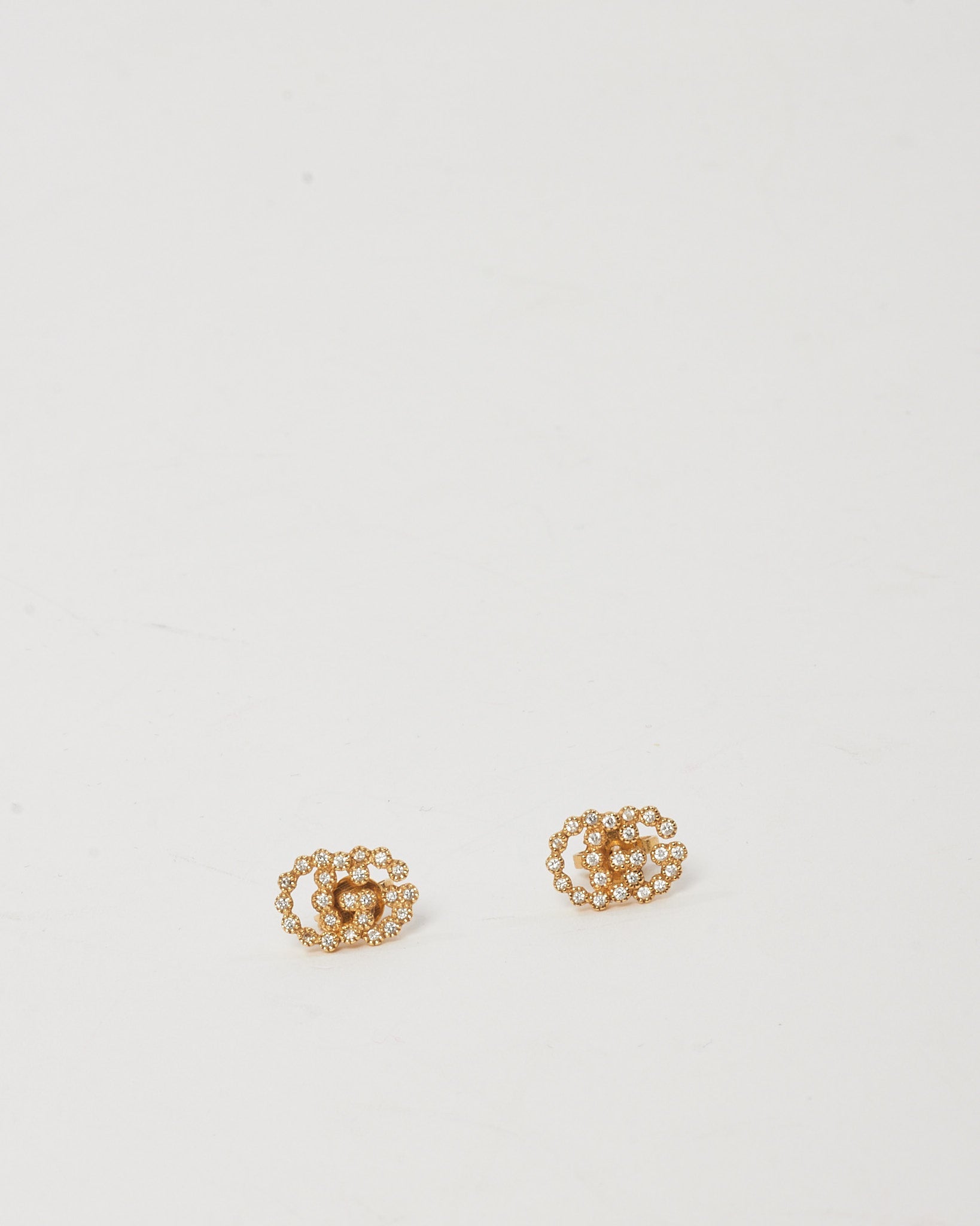Gucci 18k Gold and Diamond Interlocking GG Stud Earrings