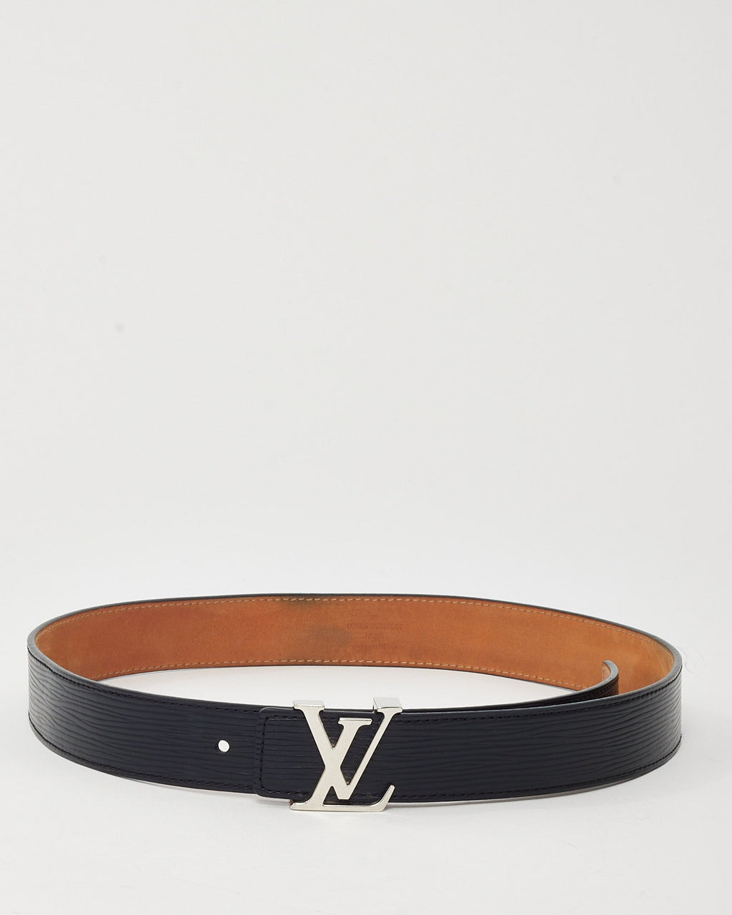 Louis Vuitton Black Epi Leather SHW LV Initiales 30MM Belt - 75