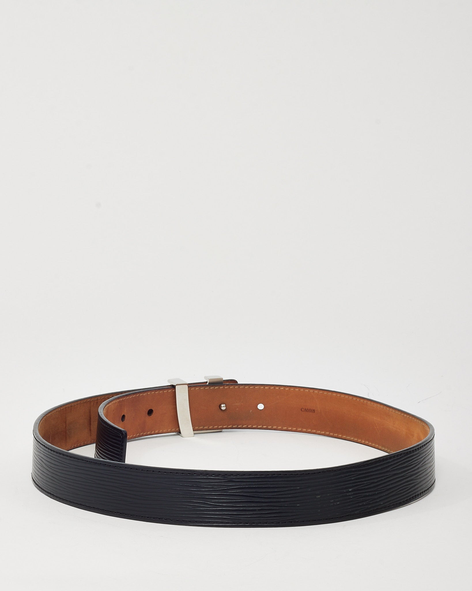 Louis Vuitton Black Epi Leather SHW LV Initiales 30MM Belt - 75