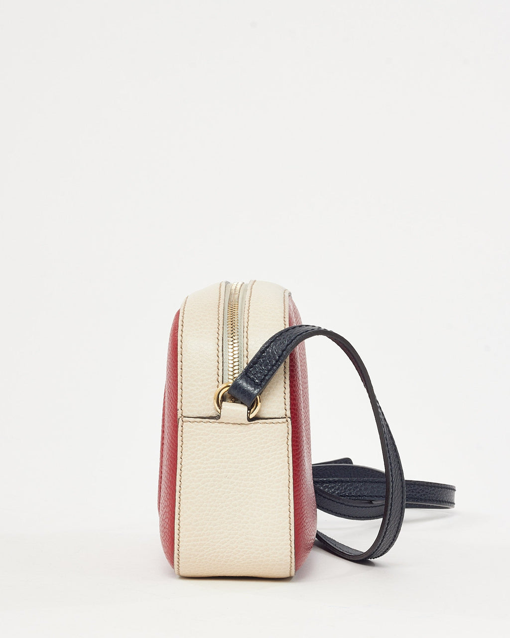 Gucci Red/Cream/Black Tri-Color Pebbled Calfskin Leather GG Soho Disco Crossbody Bag
