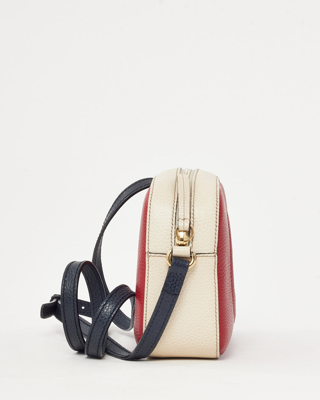 Gucci Red/Cream/Black Tri-Color Pebbled Calfskin Leather GG Soho Disco Crossbody Bag
