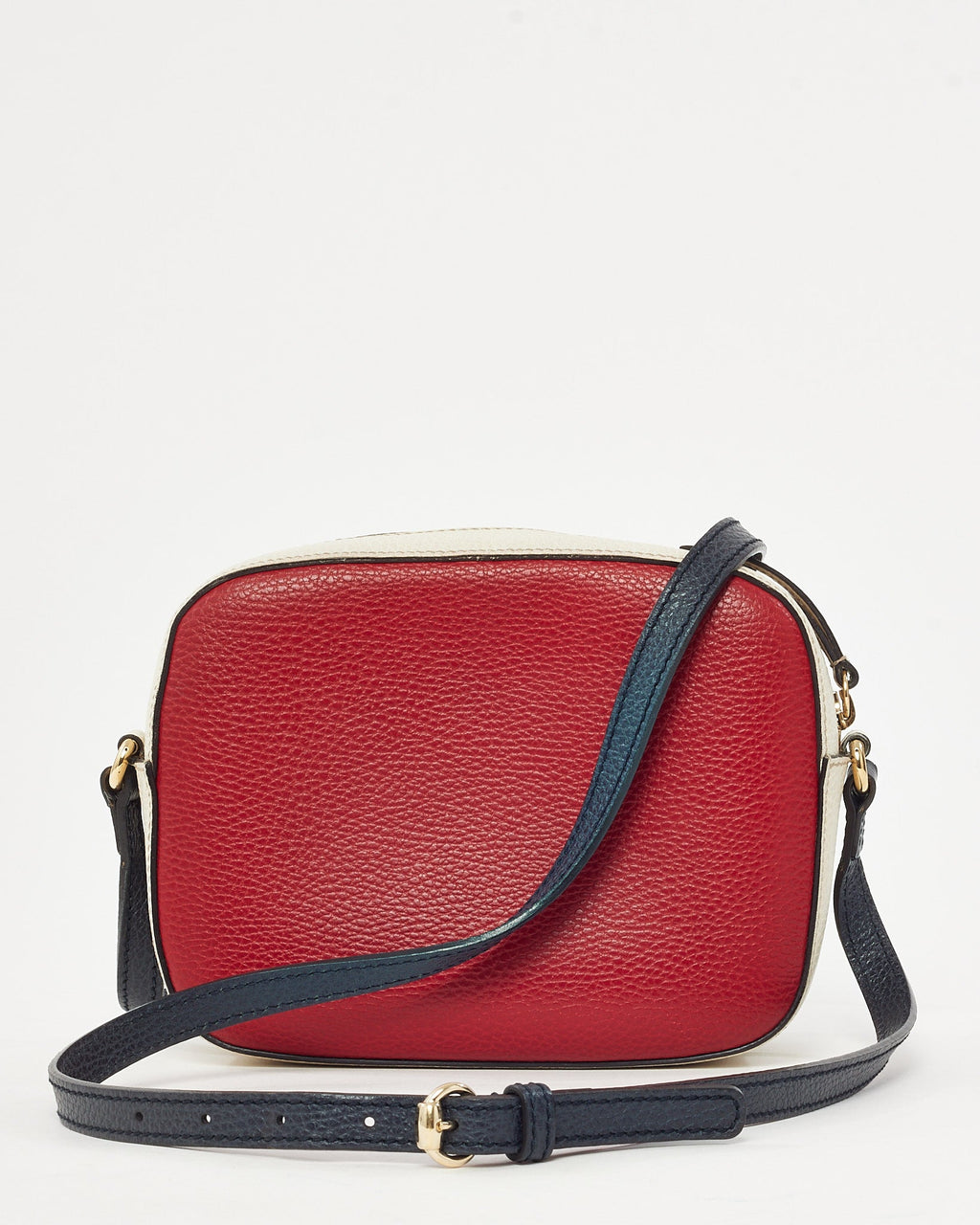 Gucci Red/Cream/Black Tri-Color Pebbled Calfskin Leather GG Soho Disco Crossbody Bag