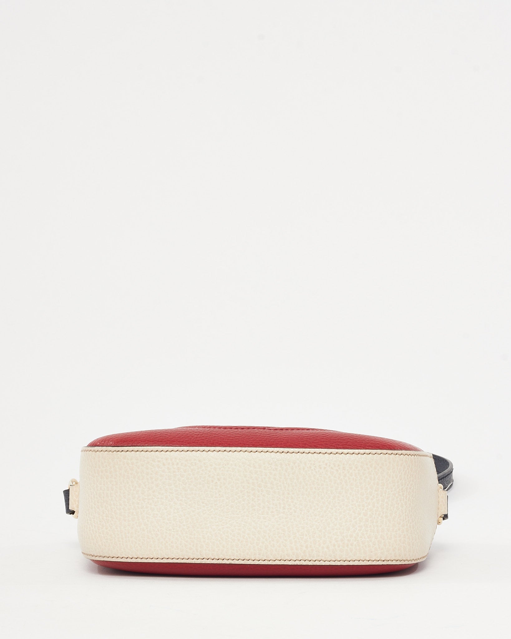 Gucci Red/Cream/Black Tri-Color Pebbled Calfskin Leather GG Soho Disco Crossbody Bag