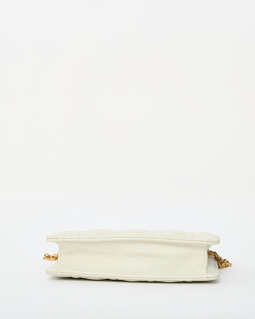 Dior White Calfskin Cannage Leather Caro Zipped Every Dior Pouch With Chain GHW