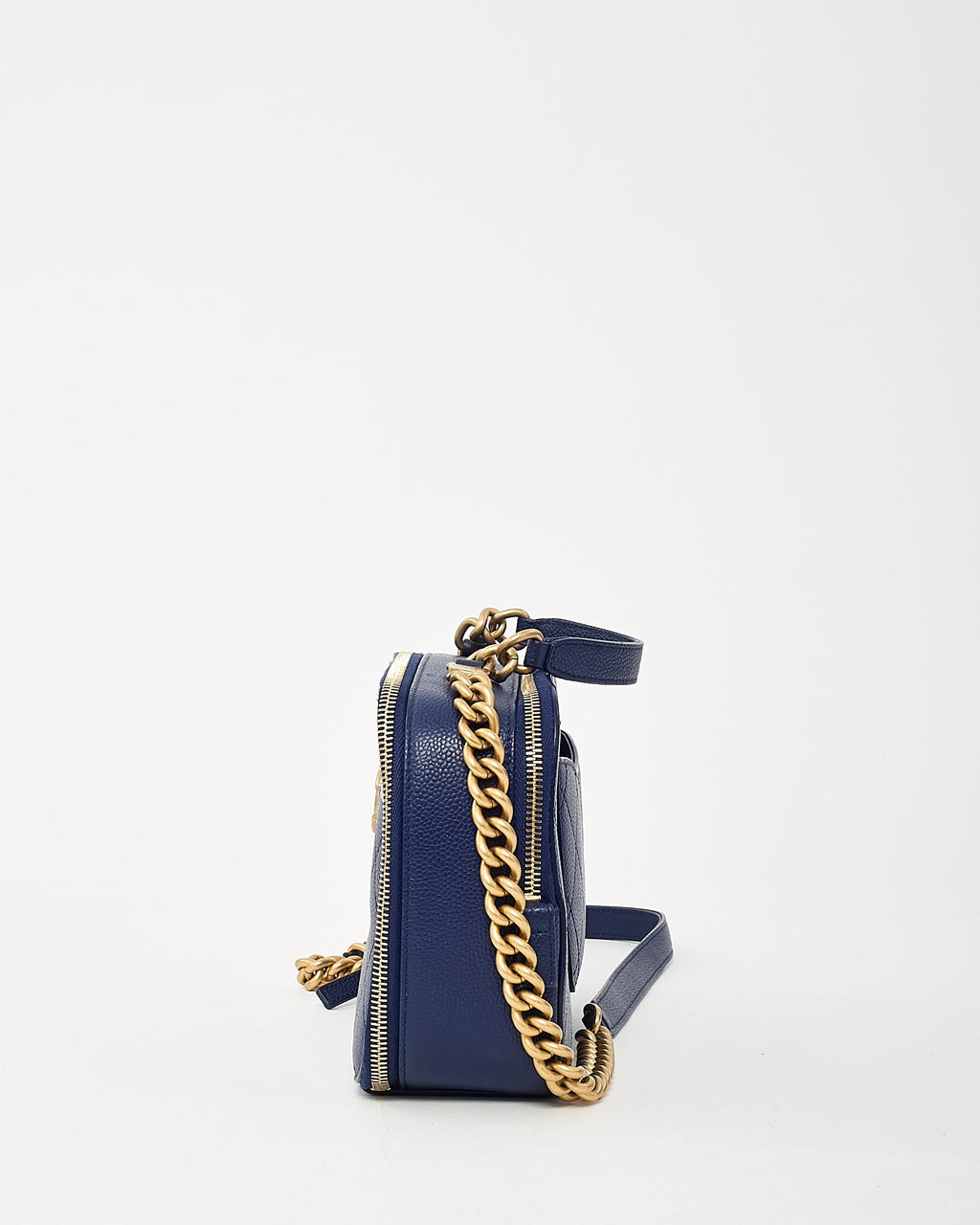 Chanel Blue Quilted Caviar Leather Business Affinity Camera Chain Bag GHW