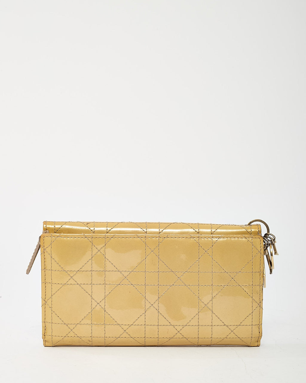 Dior Beige Cannage Patent Leather GHW Lady Dior Charm Long Wallet