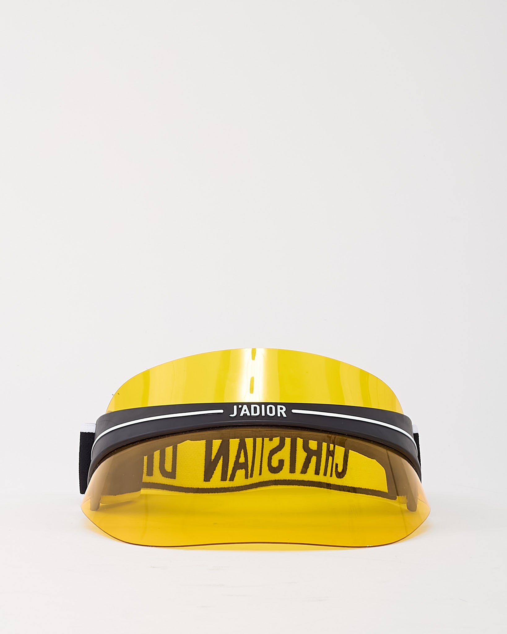 Dior Yellow Perspex and Black/White Dior Logo Cotton-Blend Jacquard DiorClub Visor
