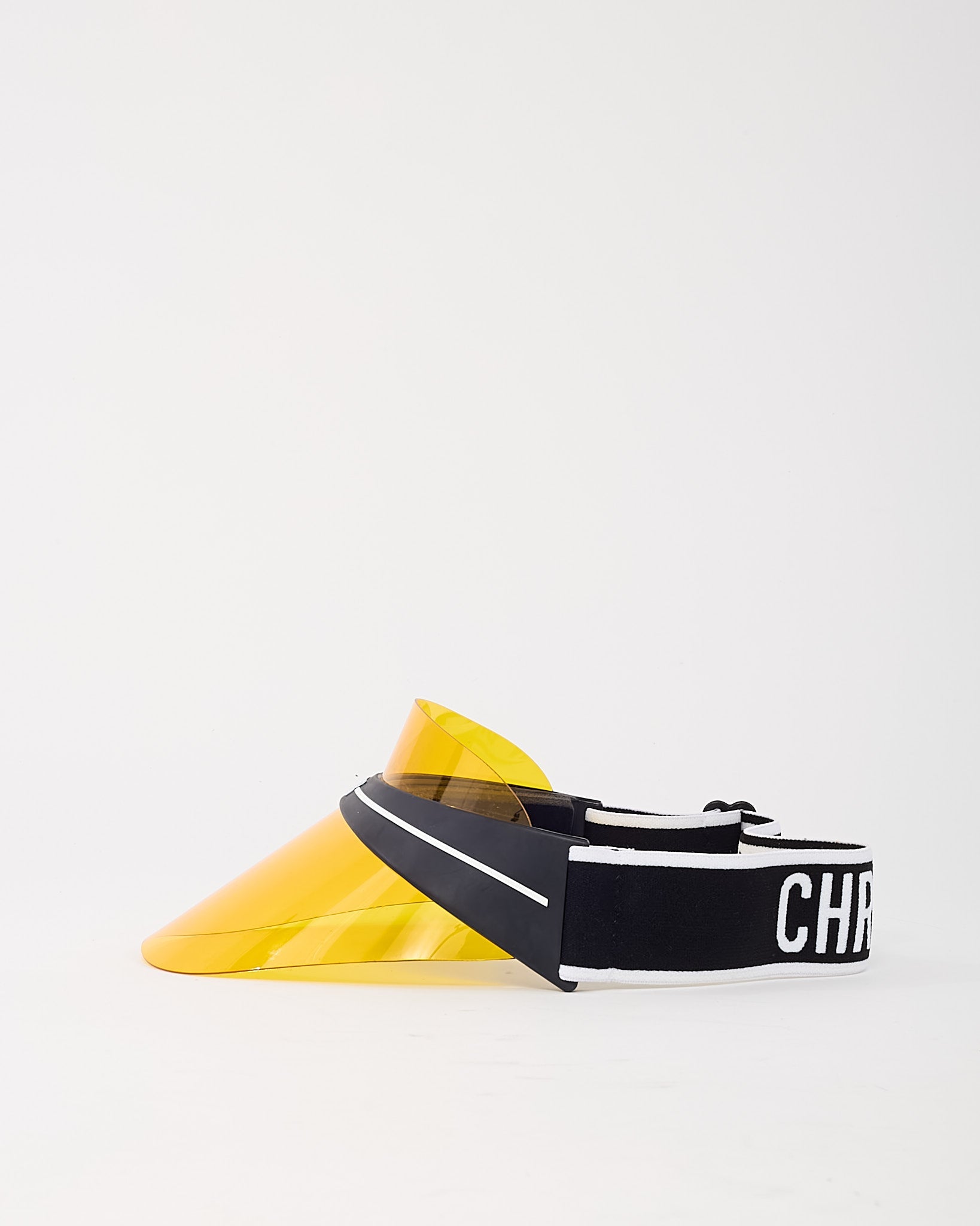 Dior Yellow Perspex and Black/White Dior Logo Cotton-Blend Jacquard DiorClub Visor