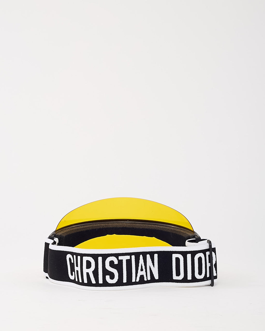 Dior Yellow Perspex and Black/White Dior Logo Cotton-Blend Jacquard DiorClub Visor
