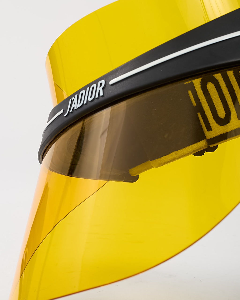 Dior Yellow Perspex and Black/White Dior Logo Cotton-Blend Jacquard DiorClub Visor