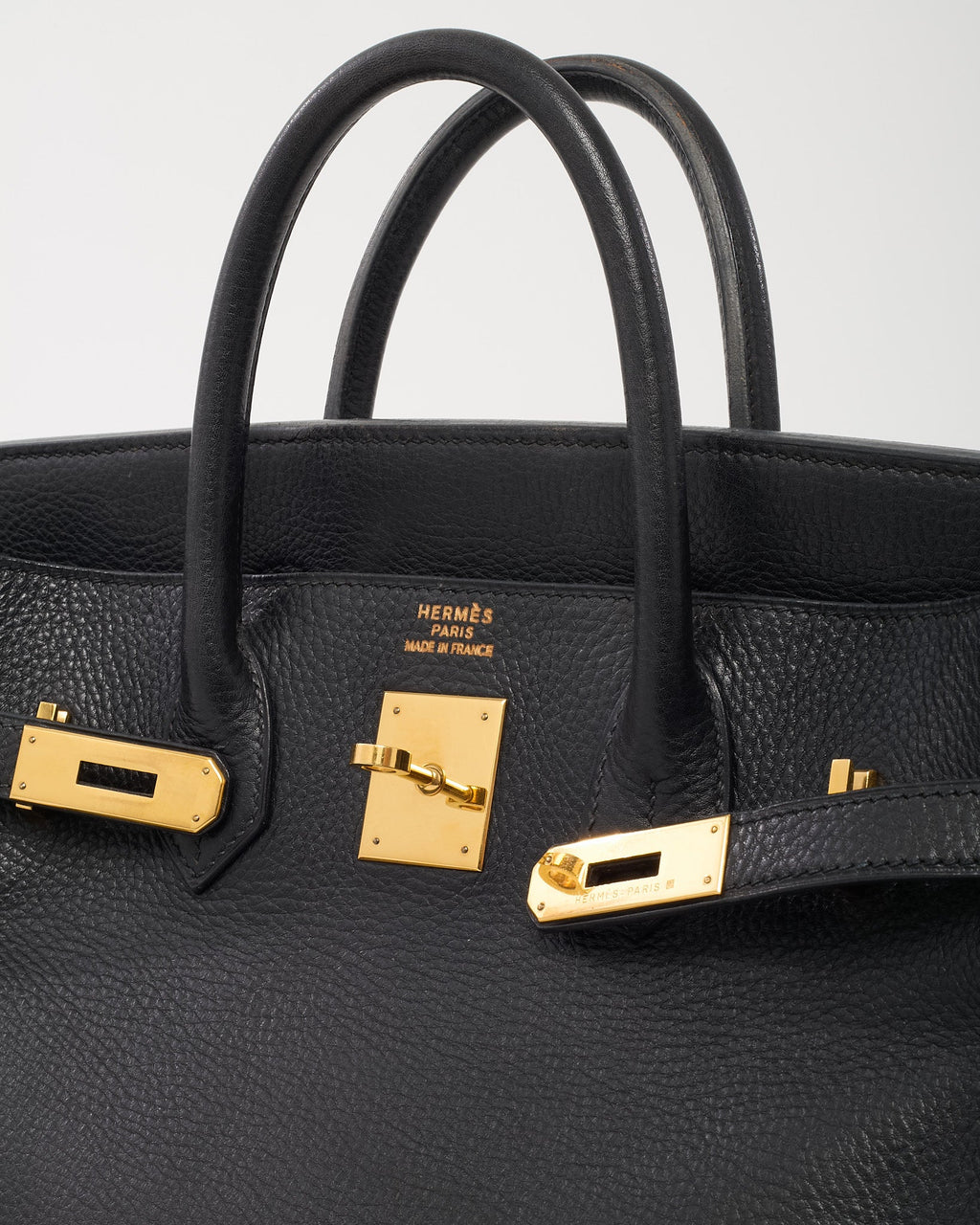 Hermès Black Fjord Leather HAC Birkin 32 GHW