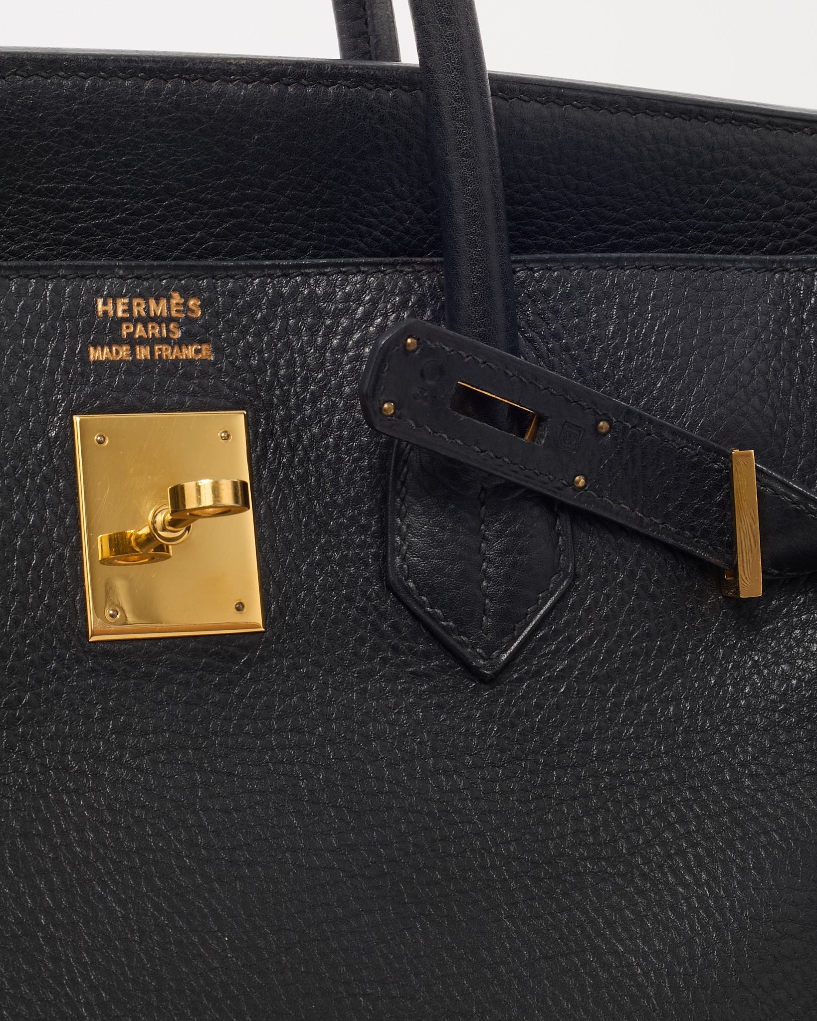 Hermès Black Fjord Leather HAC Birkin 32 GHW