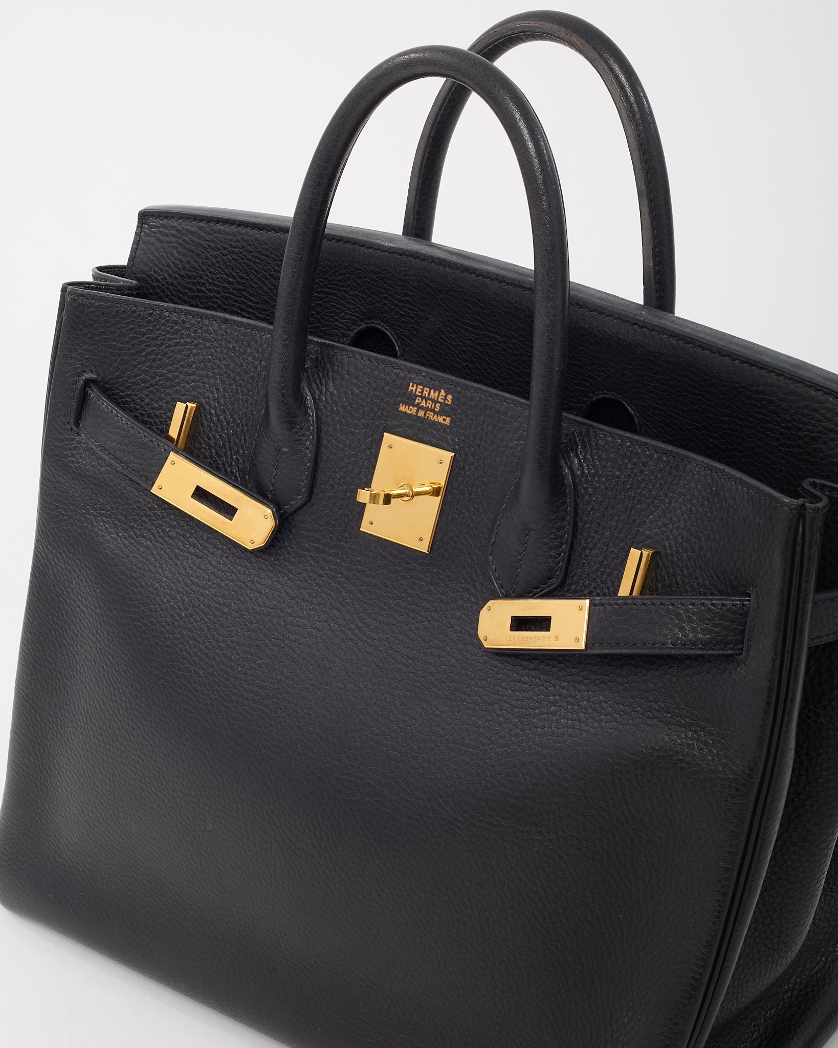 Hermès Black Fjord Leather HAC Birkin 32 GHW