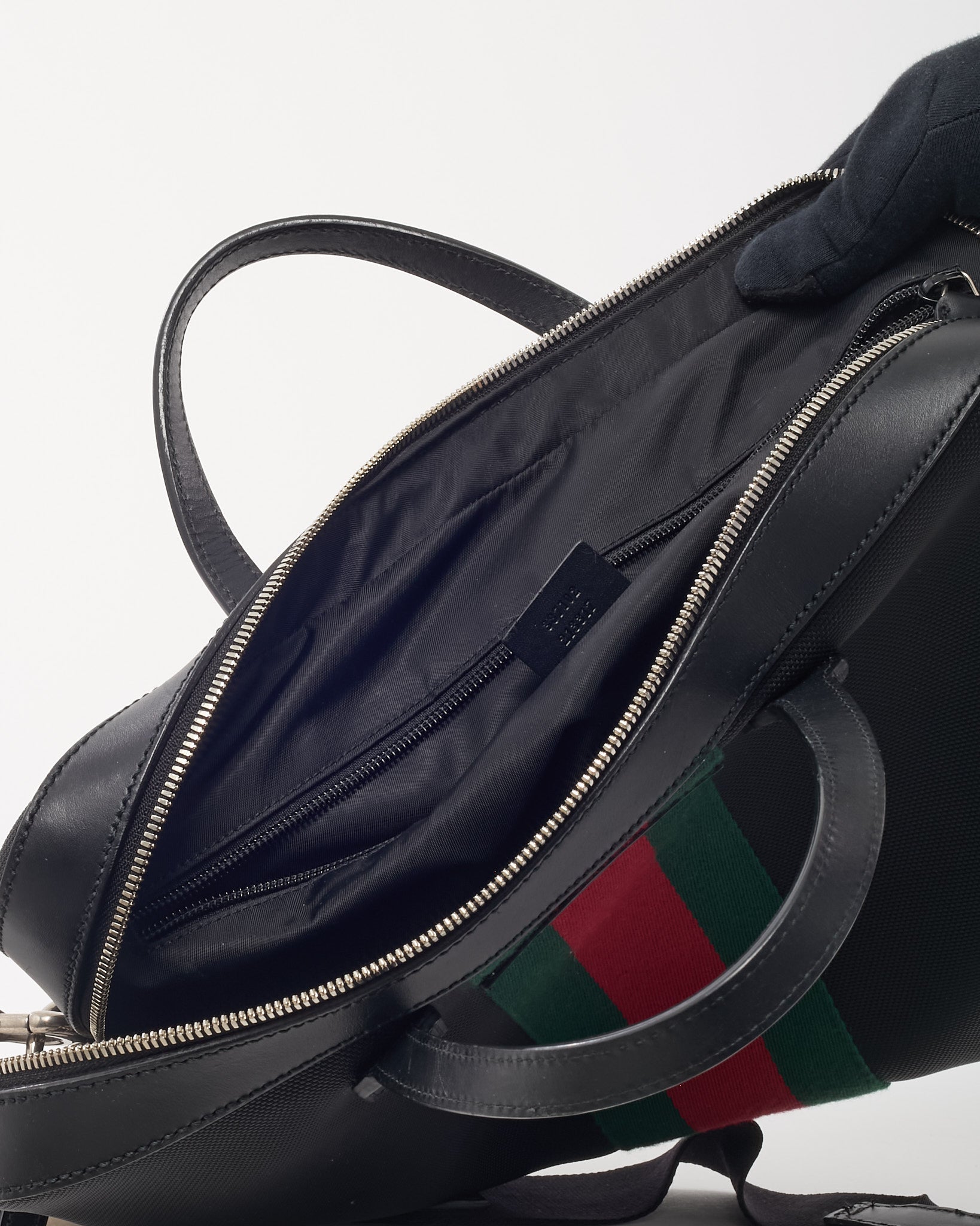 Gucci Black Techno Canvas Web Top Handle Briefcase with Strap
