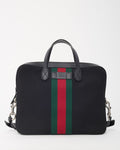 Gucci Black Techno Canvas Web Top Handle Briefcase with Strap