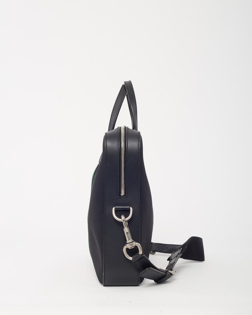 Gucci Black Techno Canvas Web Top Handle Briefcase with Strap