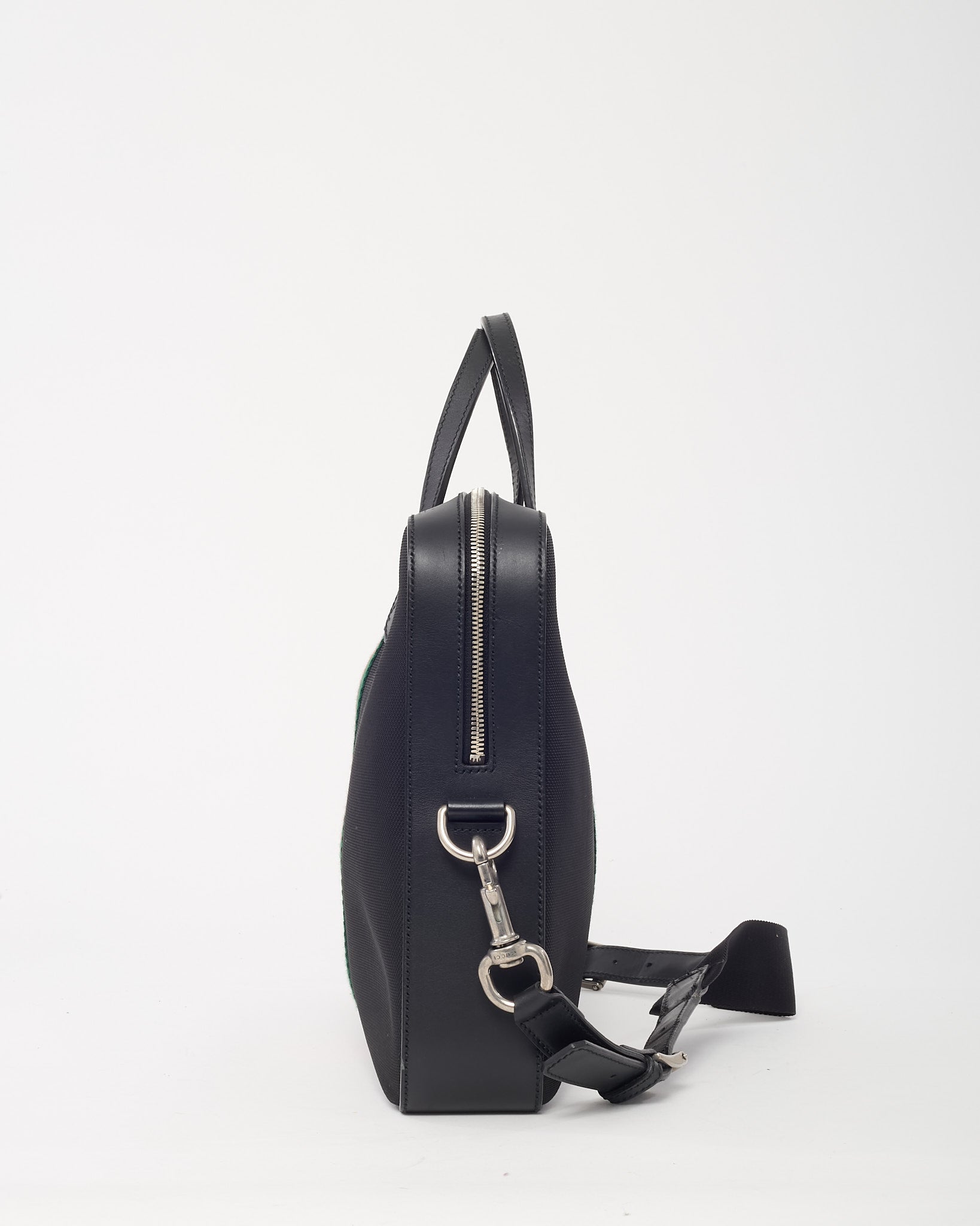 Gucci Black Techno Canvas Web Top Handle Briefcase with Strap