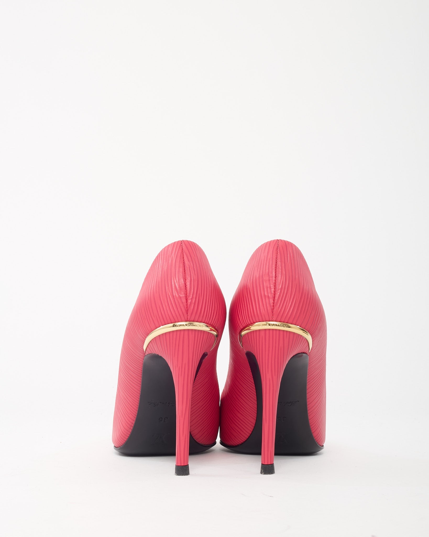 Louis Vuitton Coral Dark Pink Epi Leather Pointed Toe Pumps - 36