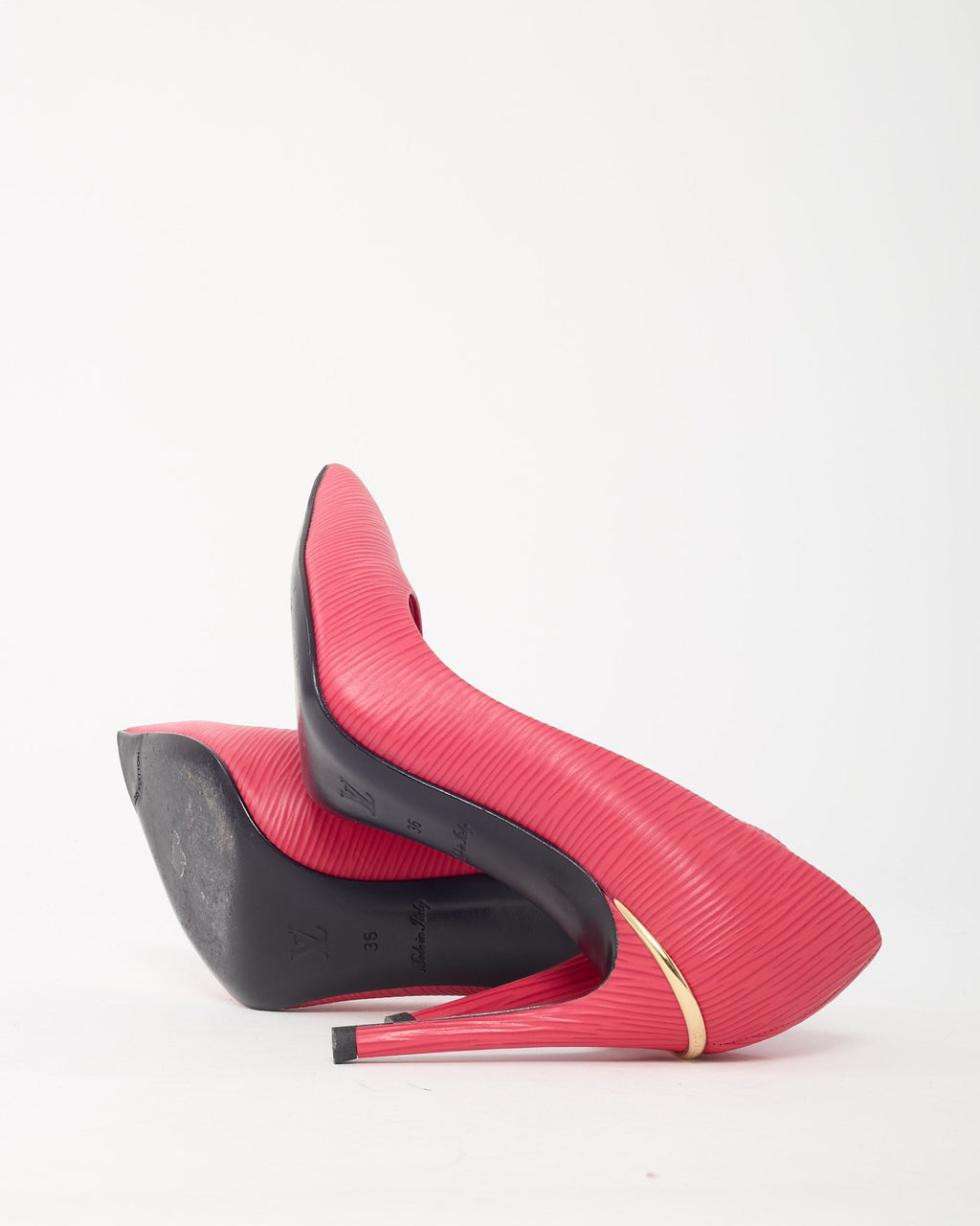 Louis Vuitton Coral Dark Pink Epi Leather Pointed Toe Pumps - 36