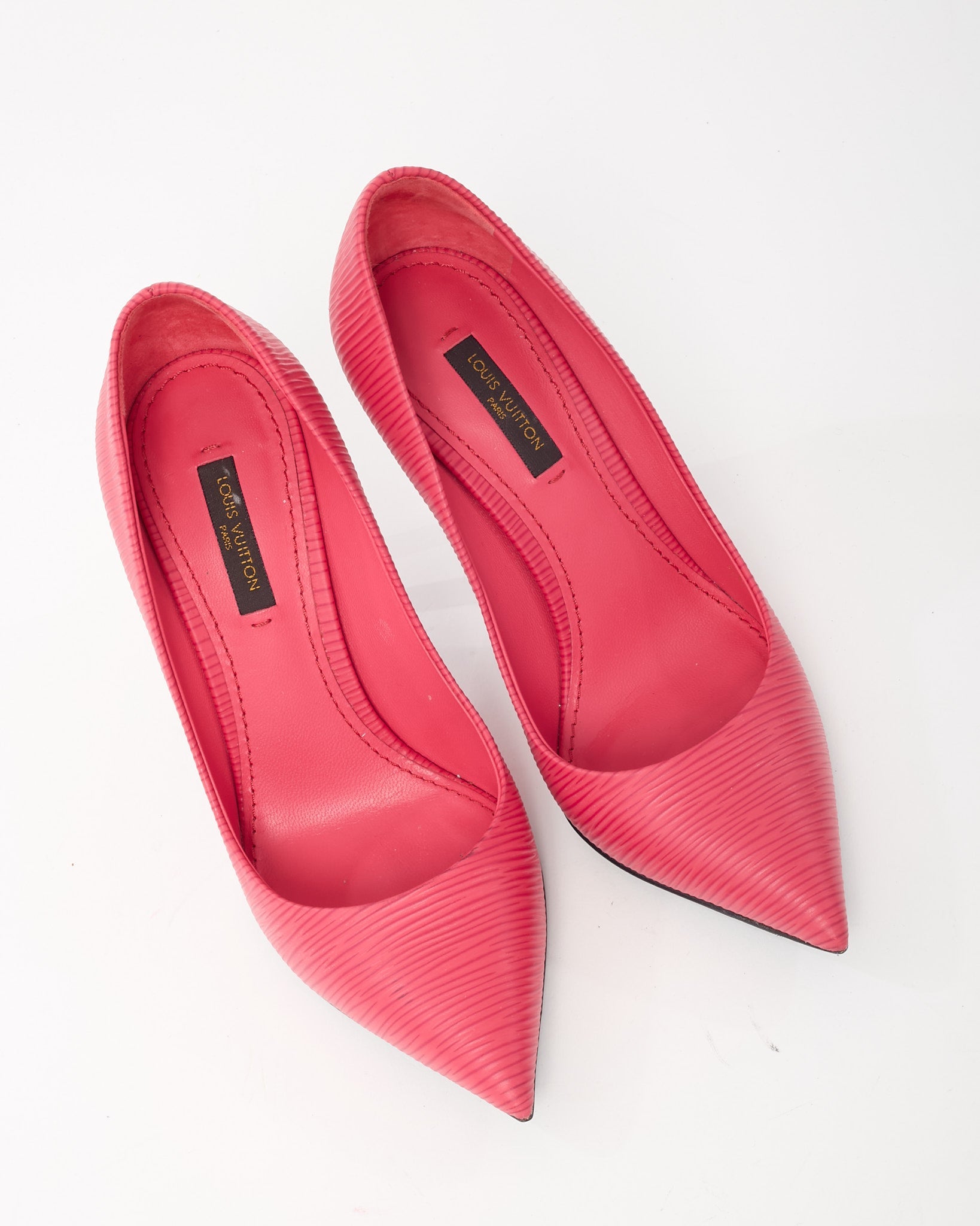 Louis Vuitton Coral Dark Pink Epi Leather Pointed Toe Pumps - 36