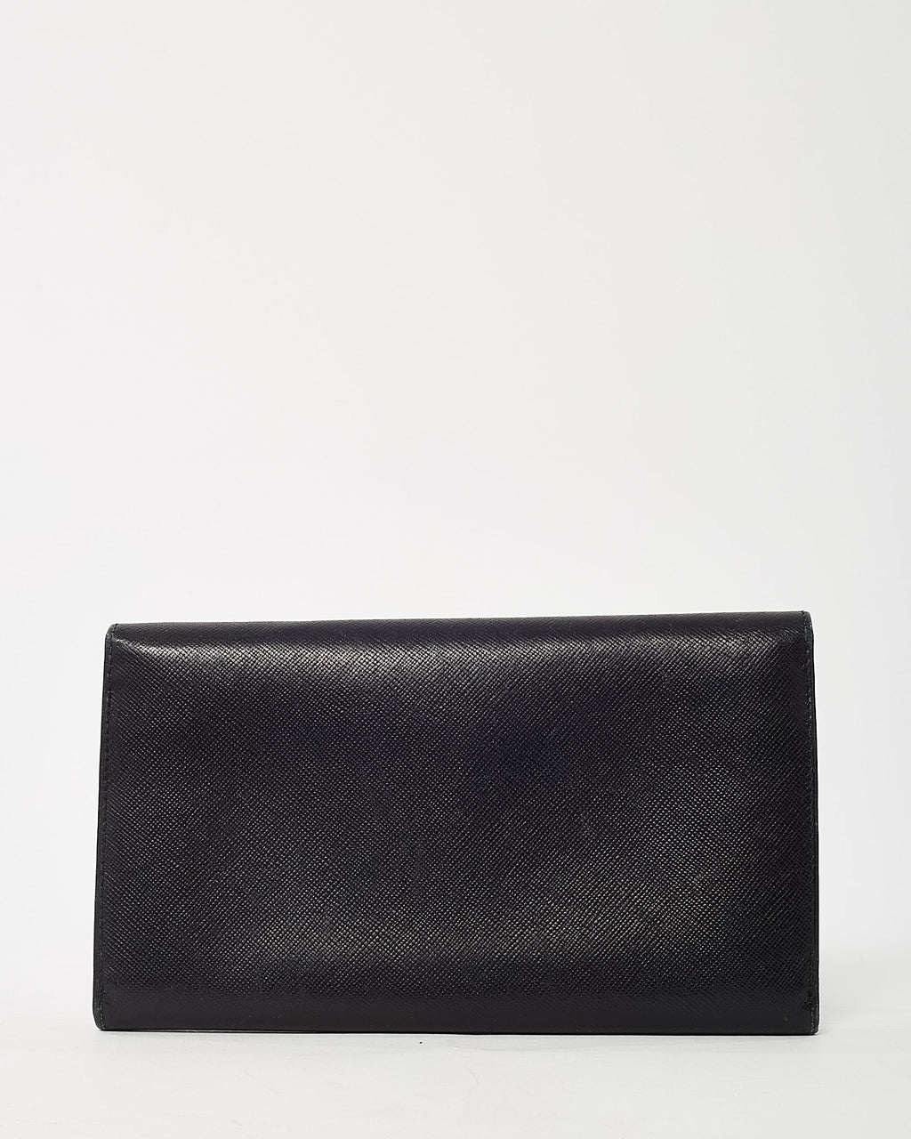 Prada Black Saffiano Leather Logo Flap Wallet