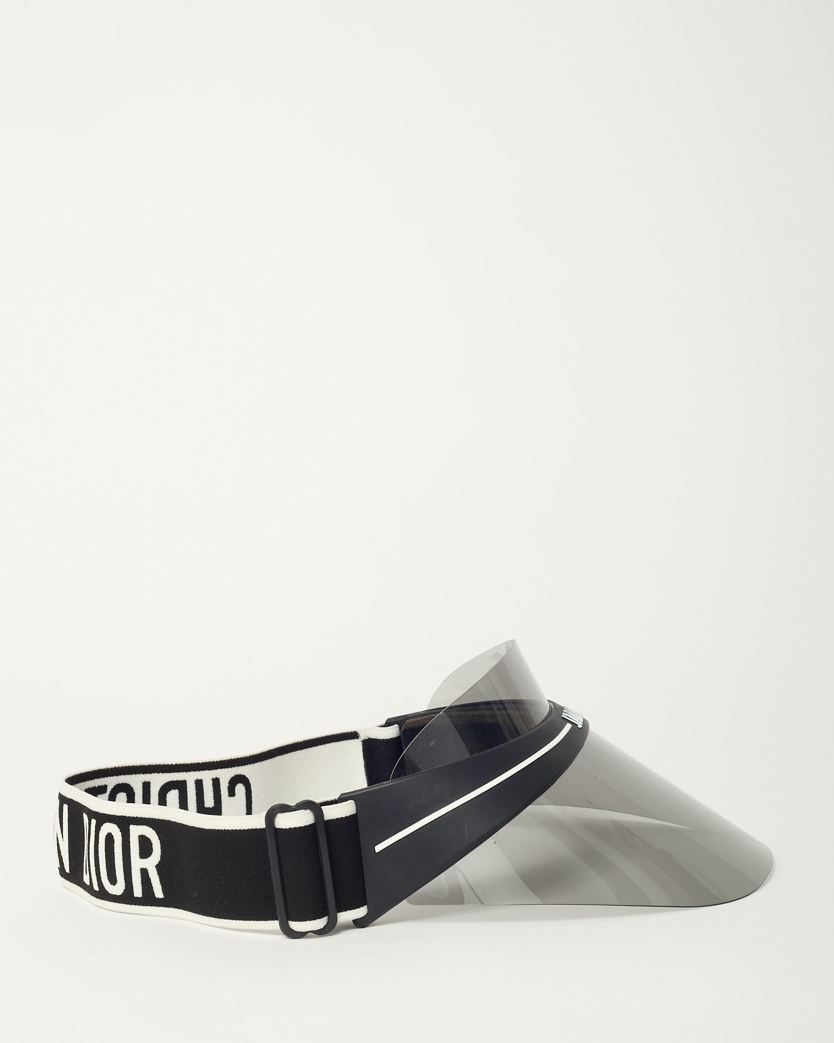 Dior Black Perspex and Black/White Dior Logo Cotton-Blend Jacquard DiorClub Visor