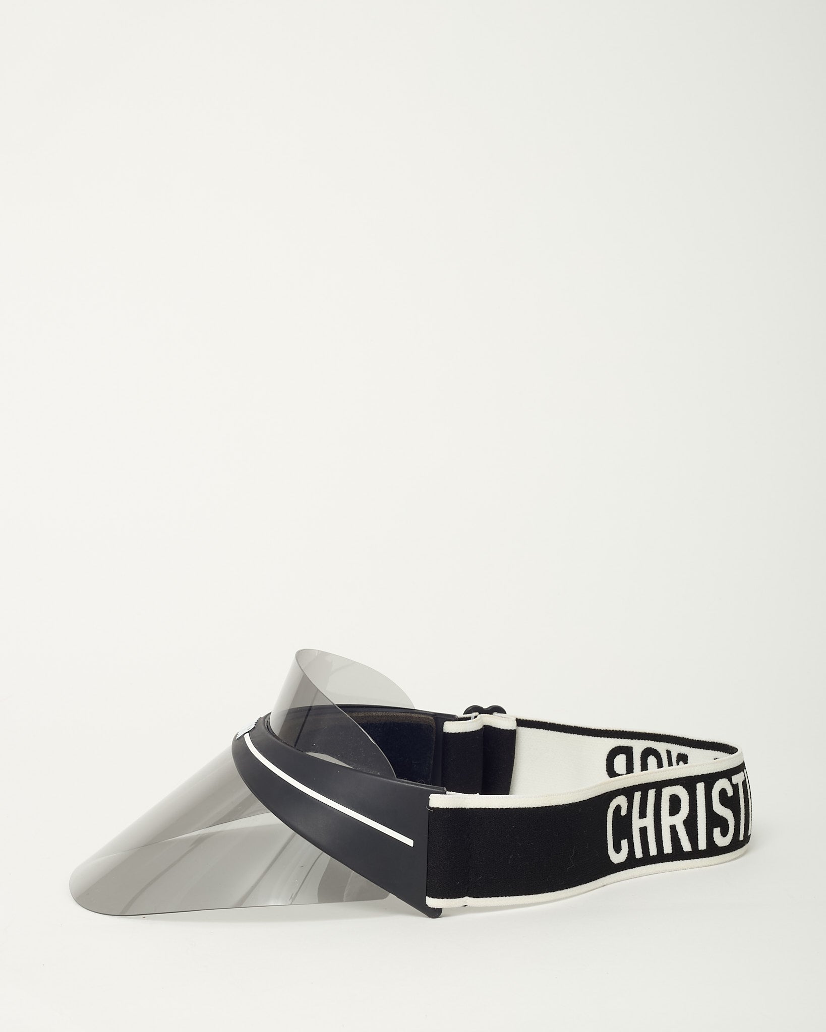 Dior Black Perspex and Black/White Dior Logo Cotton-Blend Jacquard DiorClub Visor