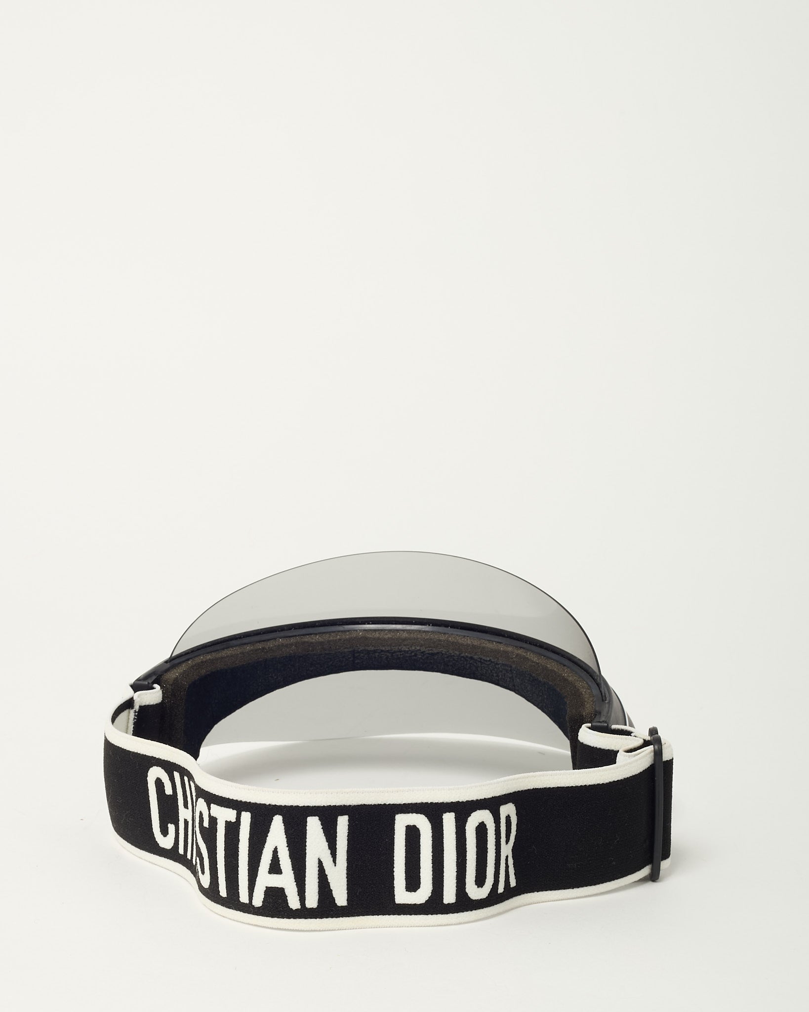 Dior Black Perspex and Black/White Dior Logo Cotton-Blend Jacquard DiorClub Visor