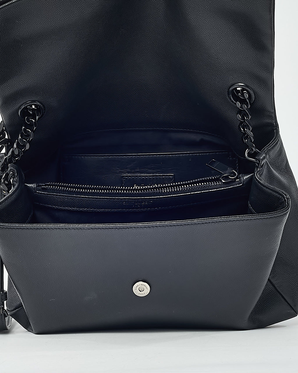 Saint Laurent Black Grain De Poudre Leather BHW YSL Monogram Medium West Hollywood Shoulder Bag