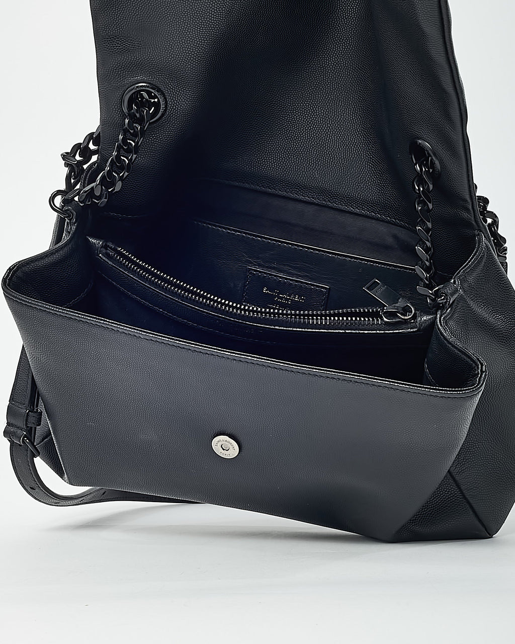 Saint Laurent Black Grain De Poudre Leather BHW YSL Monogram Medium West Hollywood Shoulder Bag