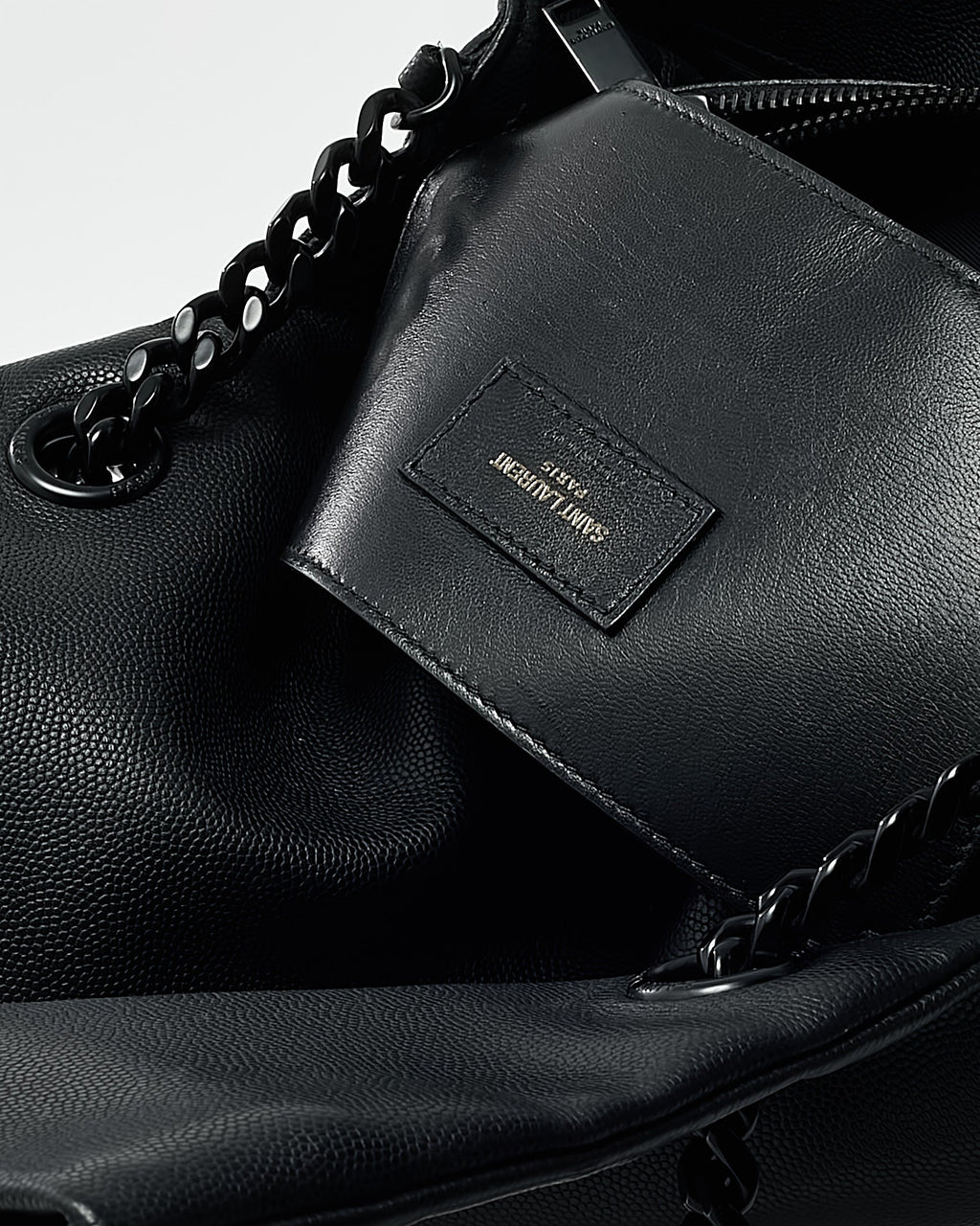 Saint Laurent Black Grain De Poudre Leather BHW YSL Monogram Medium West Hollywood Shoulder Bag