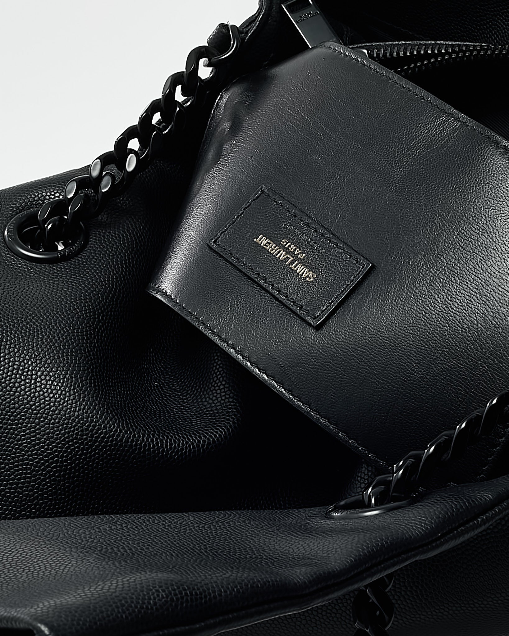 Saint Laurent Black Grain De Poudre Leather BHW YSL Monogram Medium West Hollywood Shoulder Bag