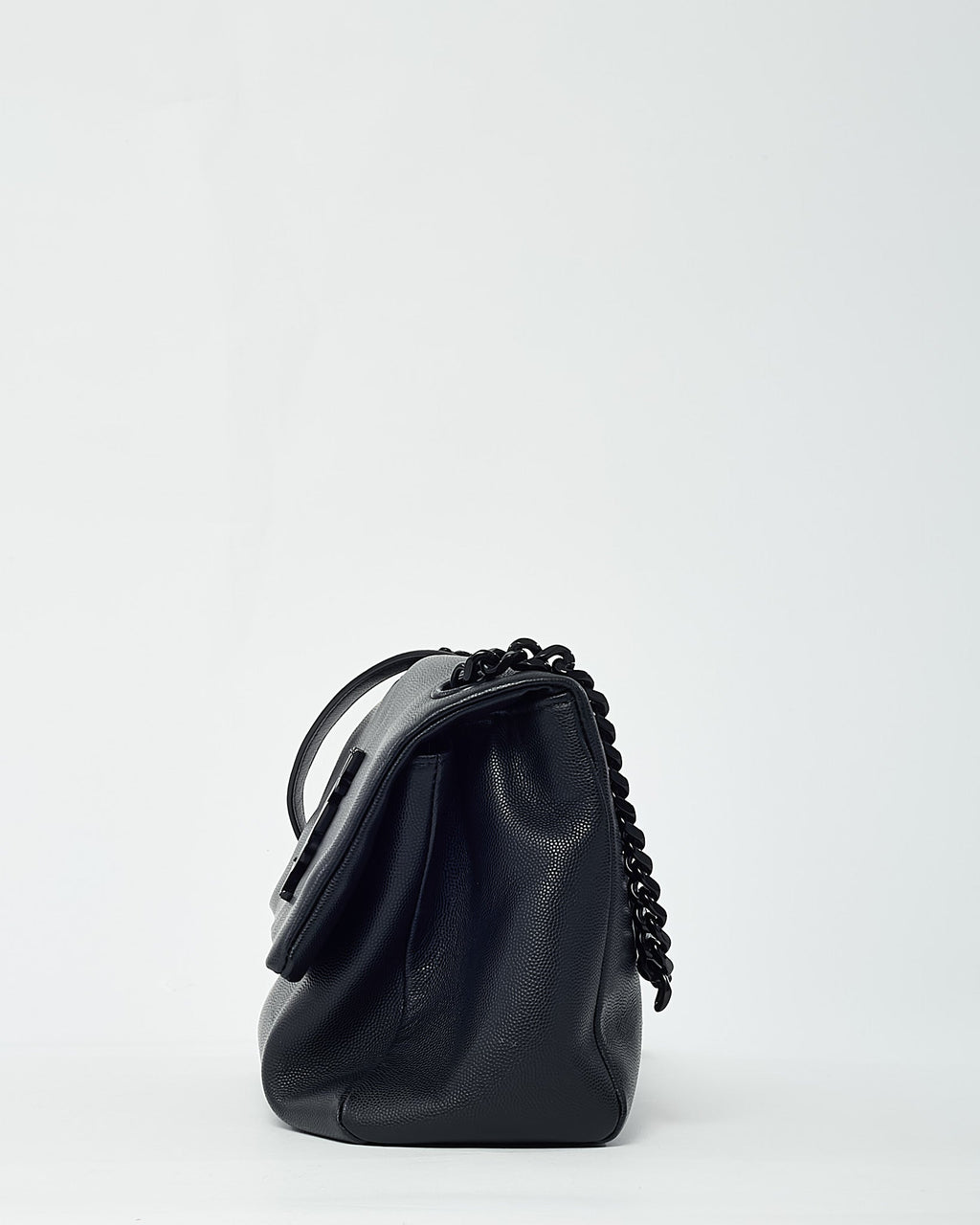Saint Laurent Black Grain De Poudre Leather BHW YSL Monogram Medium West Hollywood Shoulder Bag