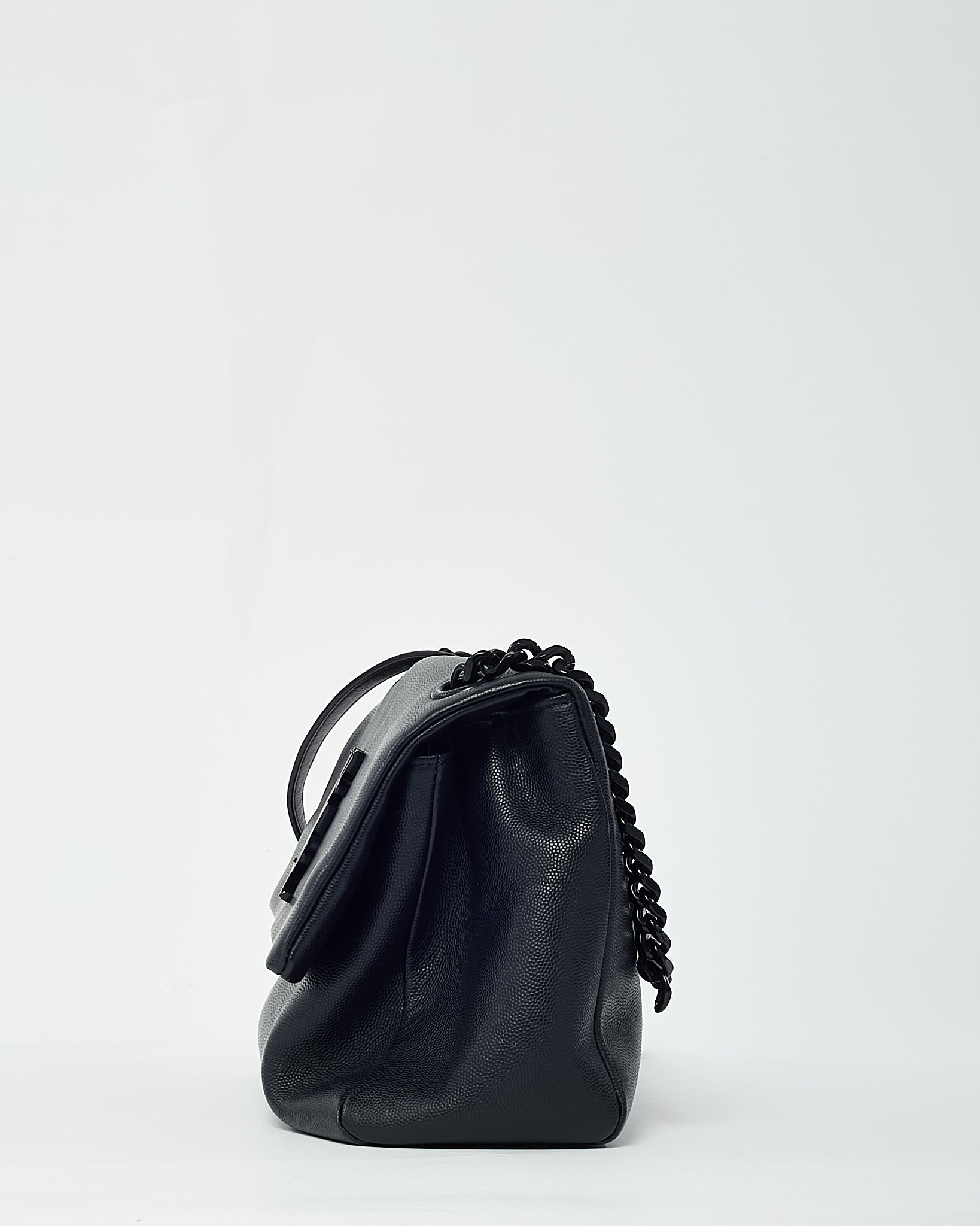 Saint Laurent Black Grain De Poudre Leather BHW YSL Monogram Medium West Hollywood Shoulder Bag