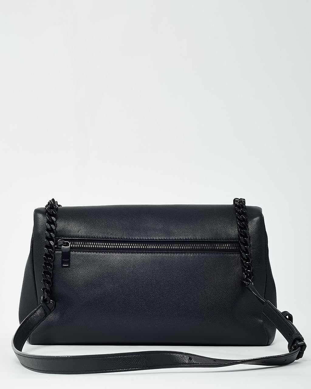 Saint Laurent Black Grain De Poudre Leather BHW YSL Monogram Medium West Hollywood Shoulder Bag