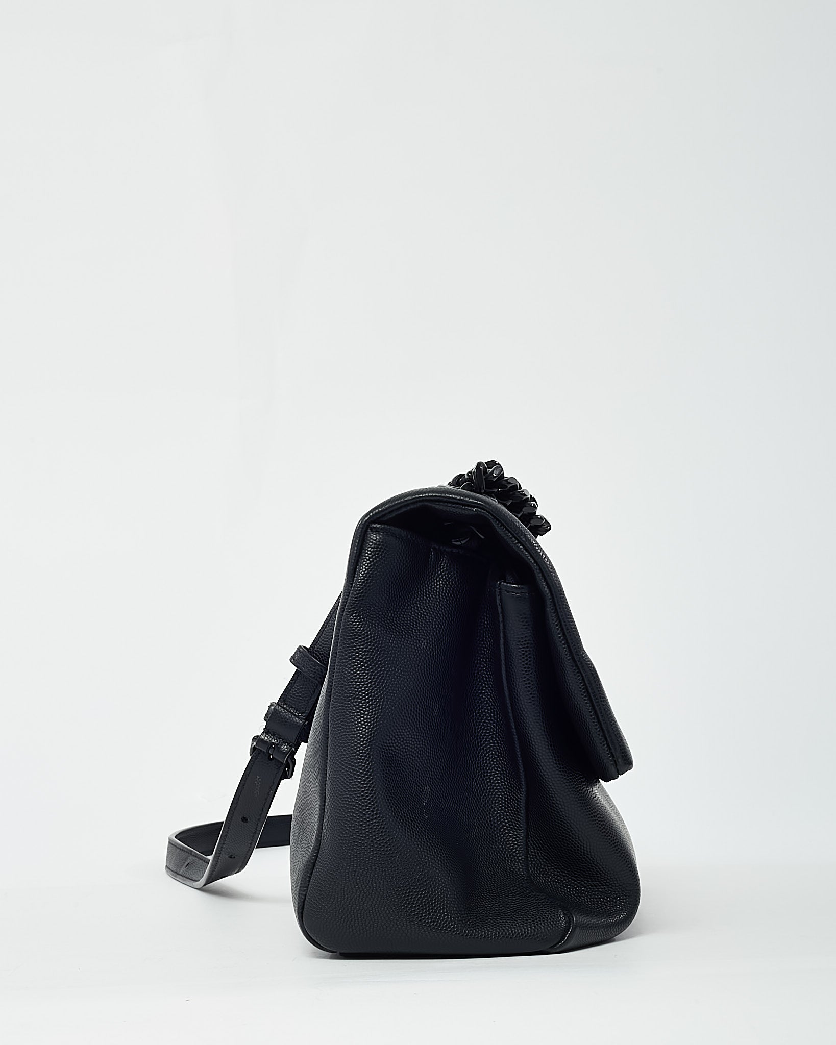 Saint Laurent Black Grain De Poudre Leather BHW YSL Monogram Medium West Hollywood Shoulder Bag