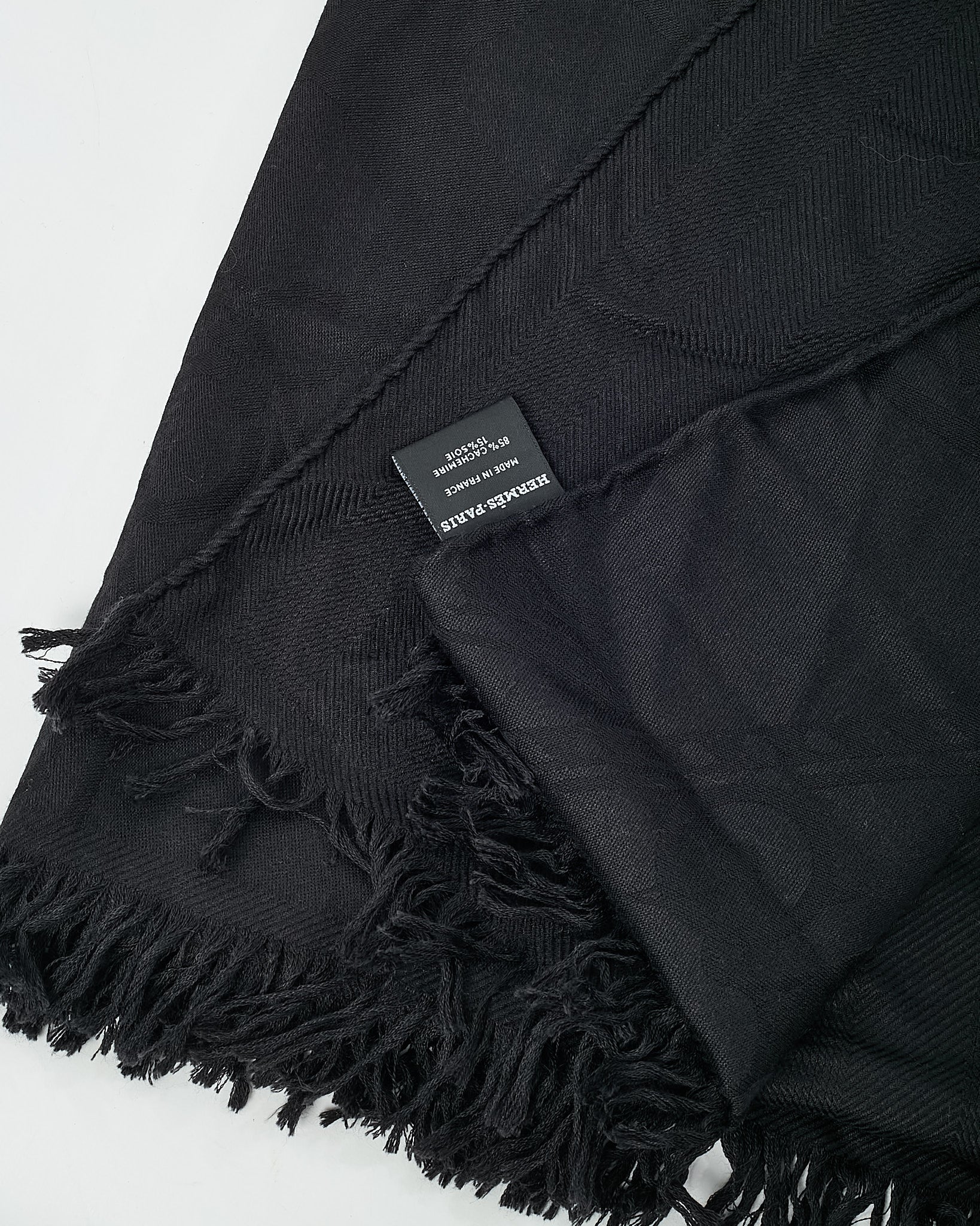 Hermès Black Cashmere and Silk New Libris Stole Scarf