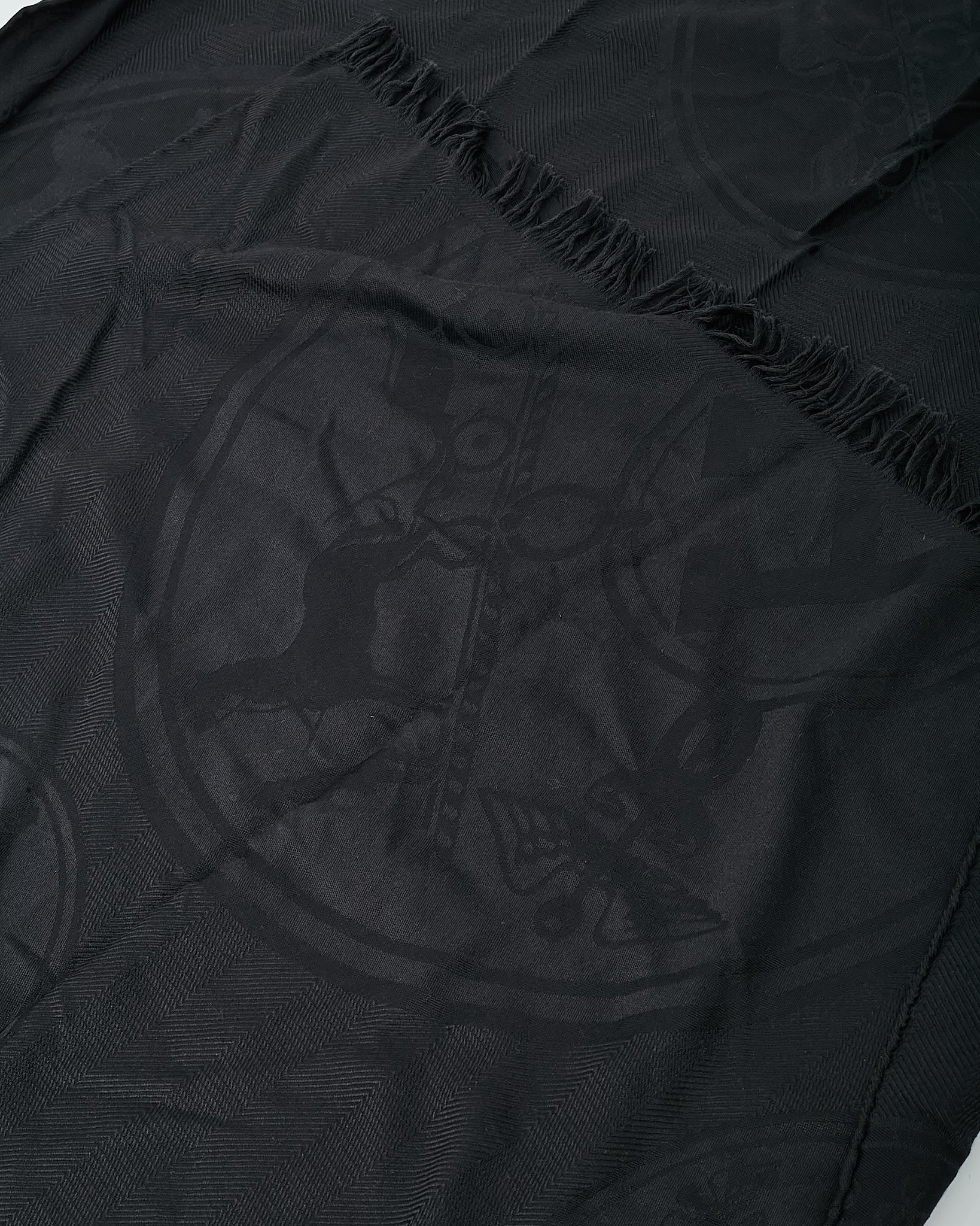 Hermès Black Cashmere and Silk New Libris Stole Scarf