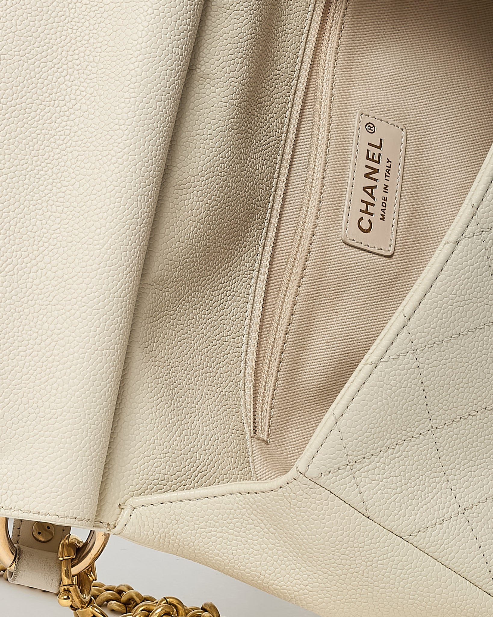Chanel White Caviar Leather Large Top Handle Flap Bag with Removable Strap
