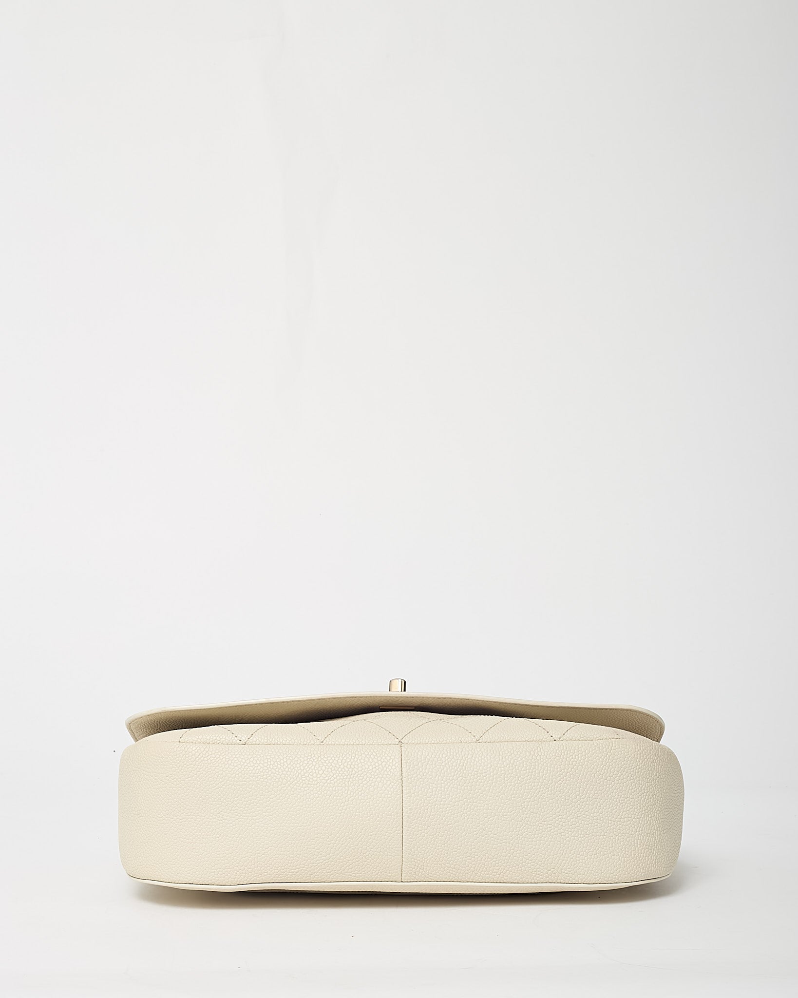 Chanel White Caviar Leather Large Top Handle Flap Bag with Removable Strap