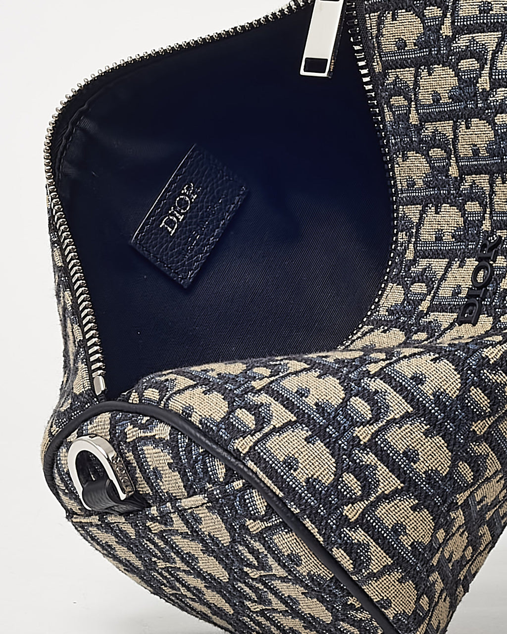 Dior Navy Blue Monogram Oblique Canvas Roller Messenger Crossbody Bag