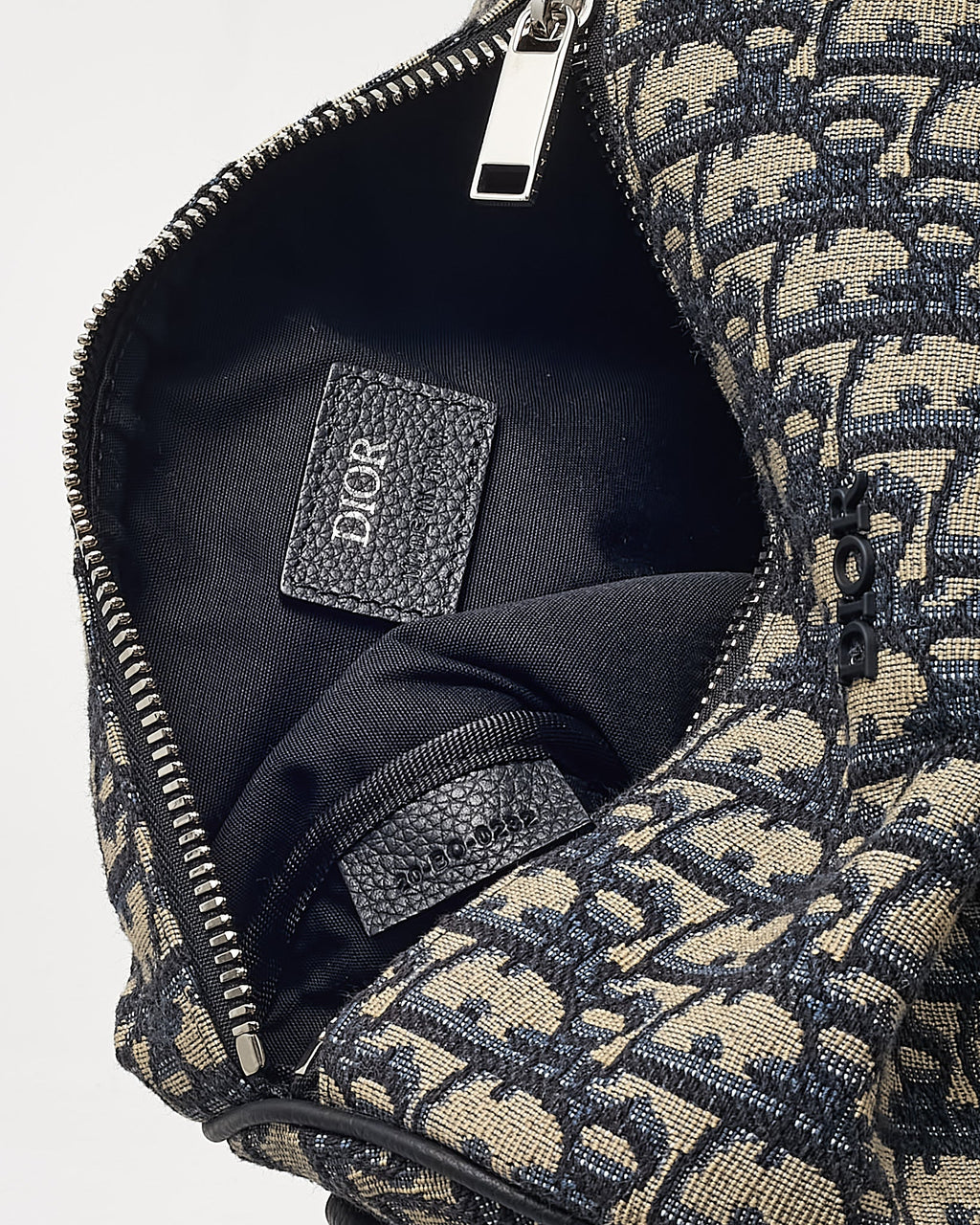 Dior Navy Blue Monogram Oblique Canvas Roller Messenger Crossbody Bag