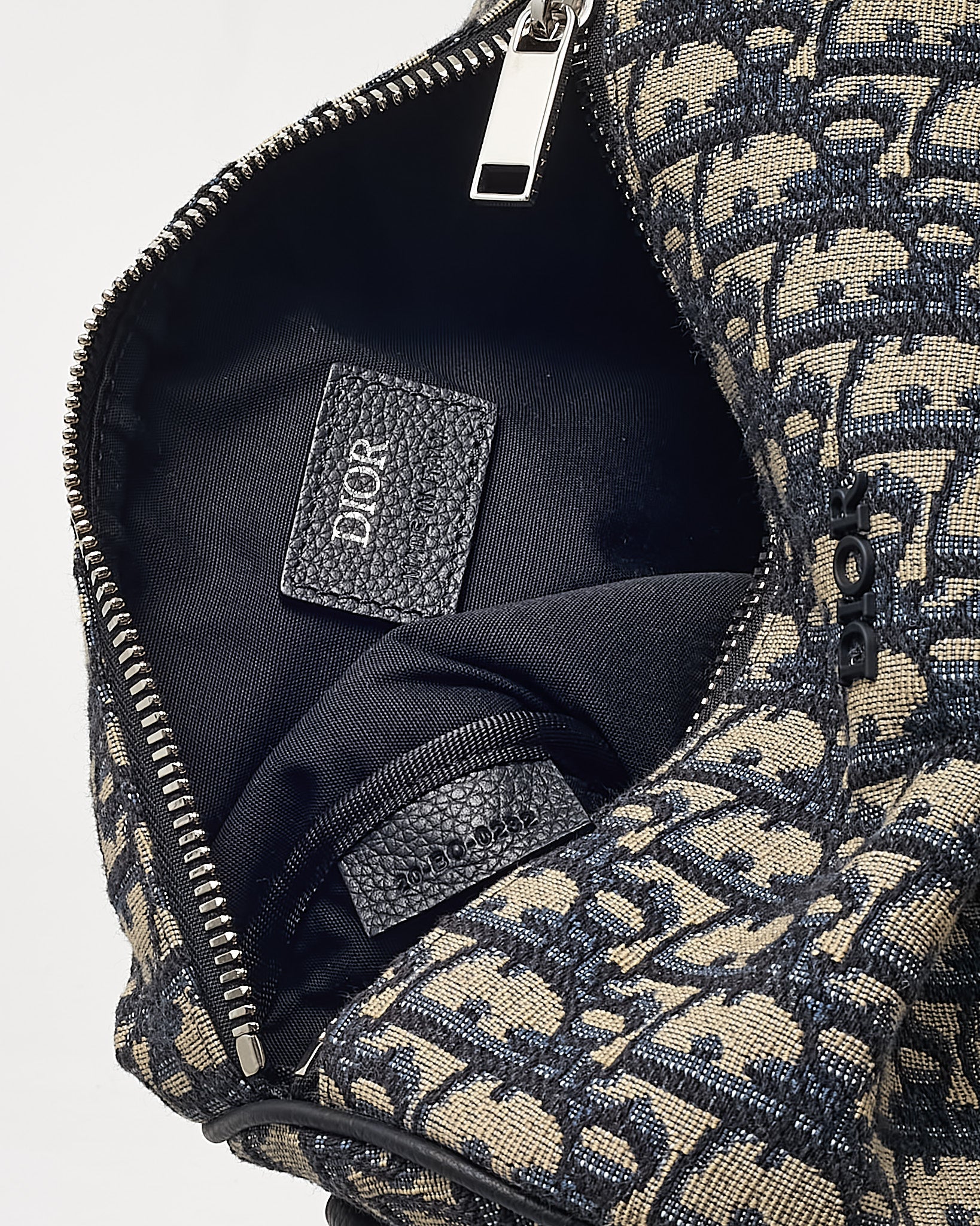 Dior Navy Blue Monogram Oblique Canvas Roller Messenger Crossbody Bag