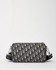 Dior Navy Blue Monogram Oblique Canvas Roller Messenger Crossbody Bag