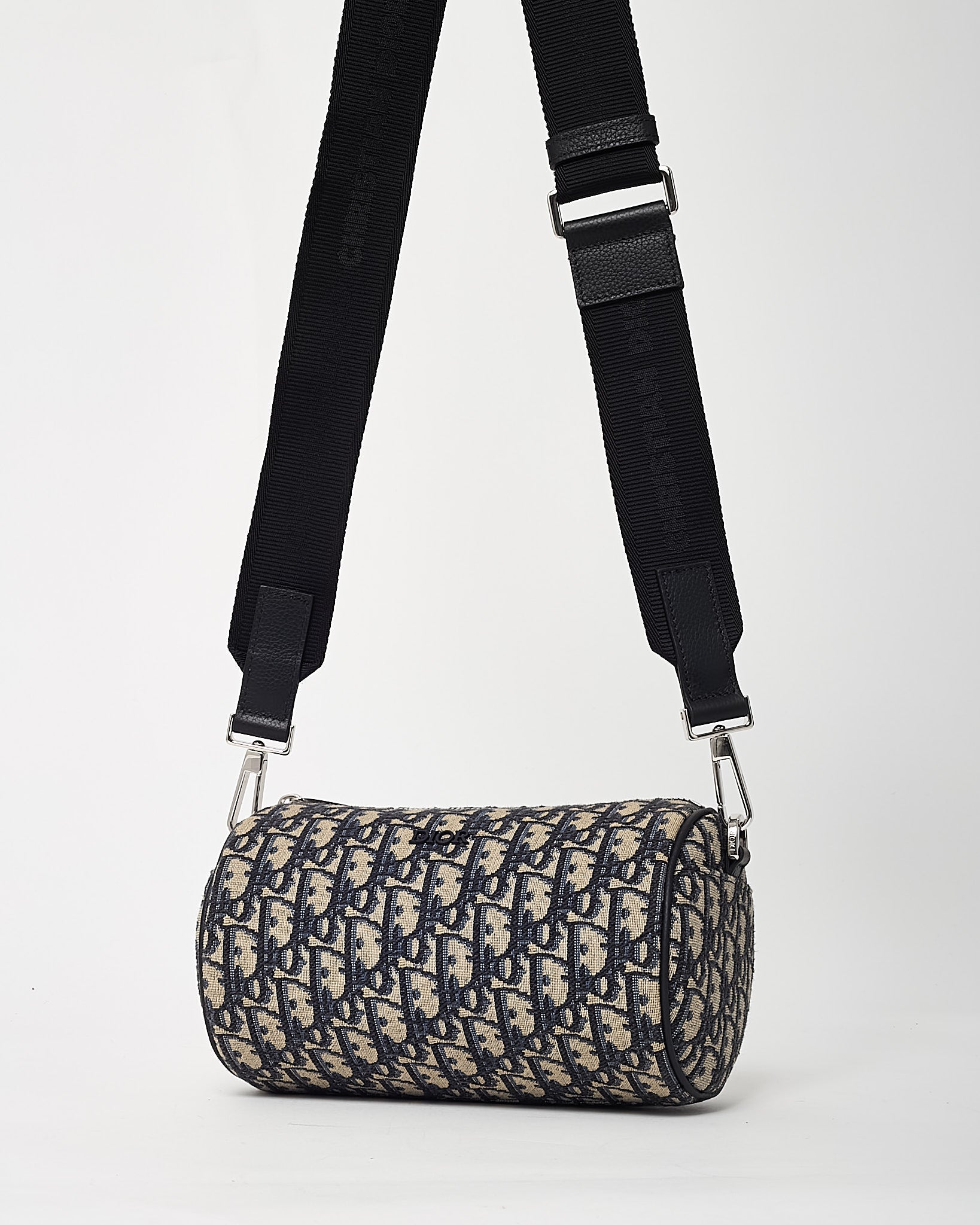 Dior Navy Blue Monogram Oblique Canvas Roller Messenger Crossbody Bag