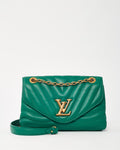 Louis Vuitton Green Calfskin Leather New Wave Chain MM Shoulder Bag GHW