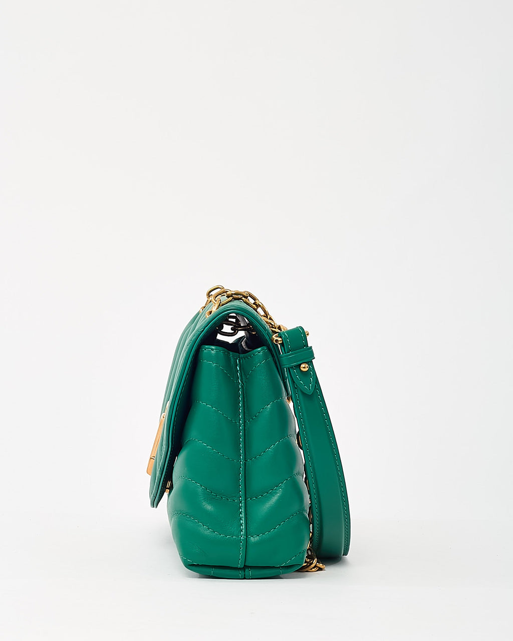 Louis Vuitton Green Calfskin Leather New Wave Chain MM Shoulder Bag GHW