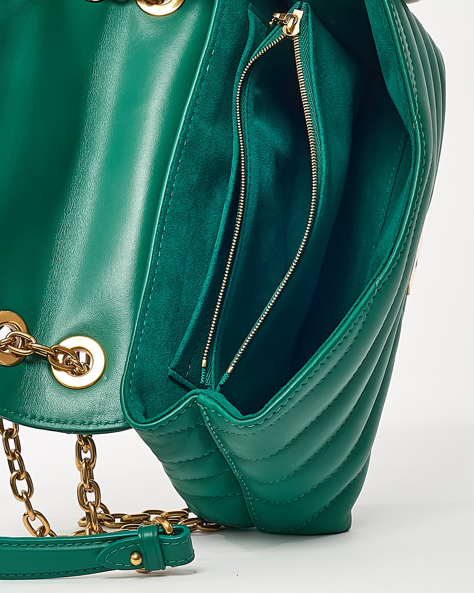 Louis Vuitton Green Calfskin Leather New Wave Chain MM Shoulder Bag GHW