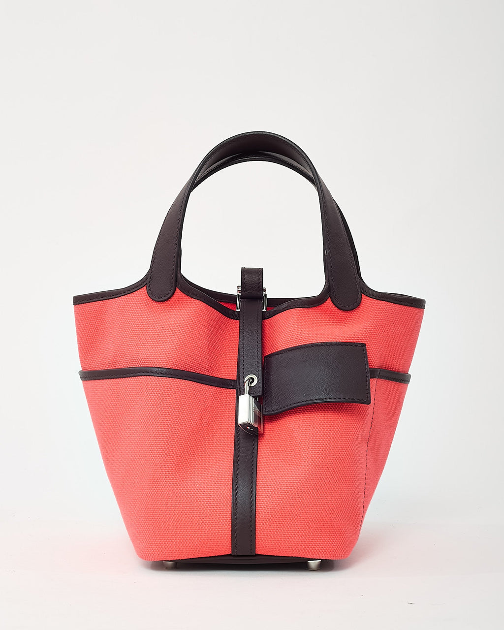 Hermès Pink Rose Texas Canvas and Rouge Sellier Leather Cargo Picotin Lock 18