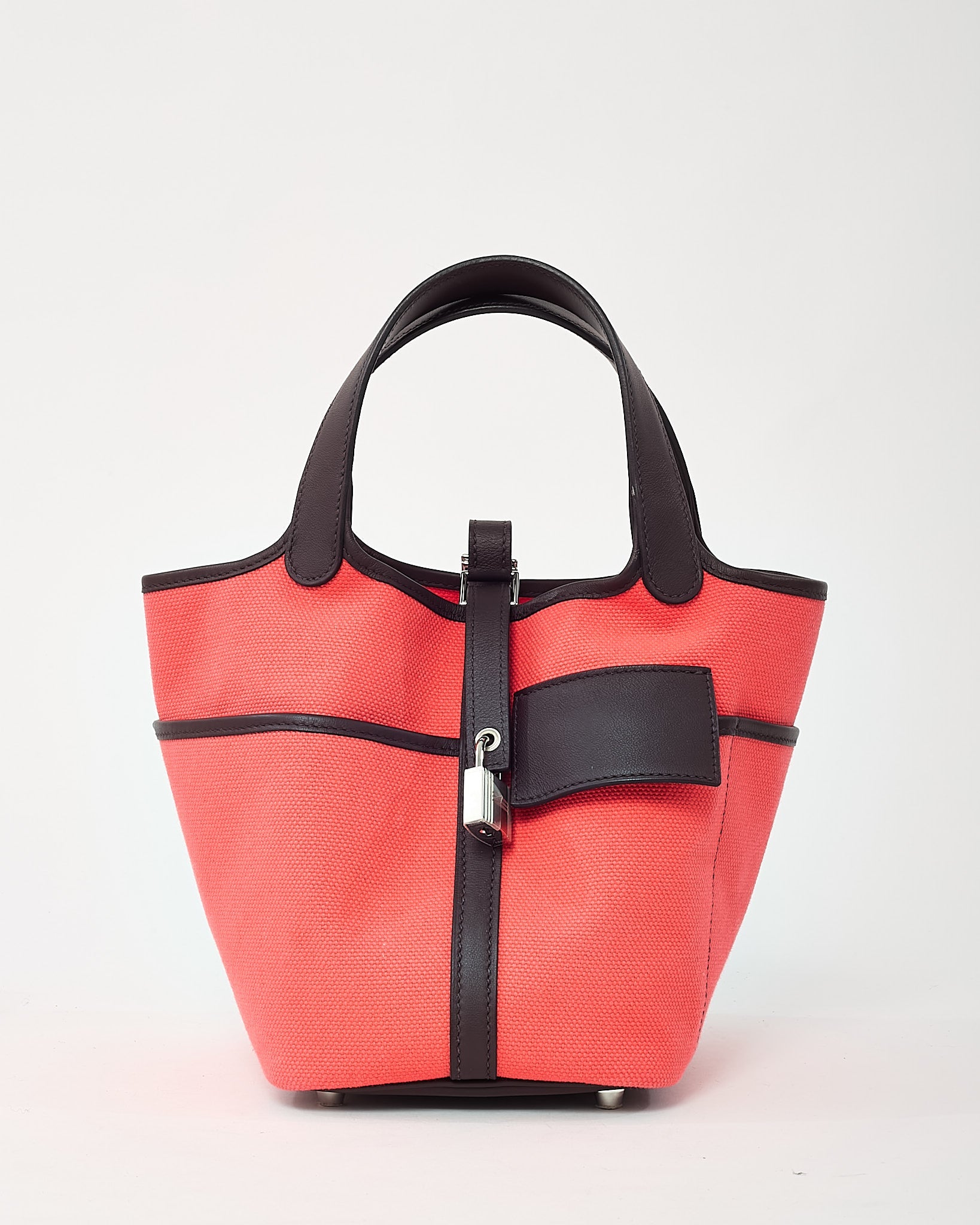 Hermès Pink Rose Texas Canvas and Rouge Sellier Leather Cargo Picotin Lock 18